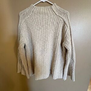 Free People Chunky Cable Knit Sweater Cream Oversized Cozy S